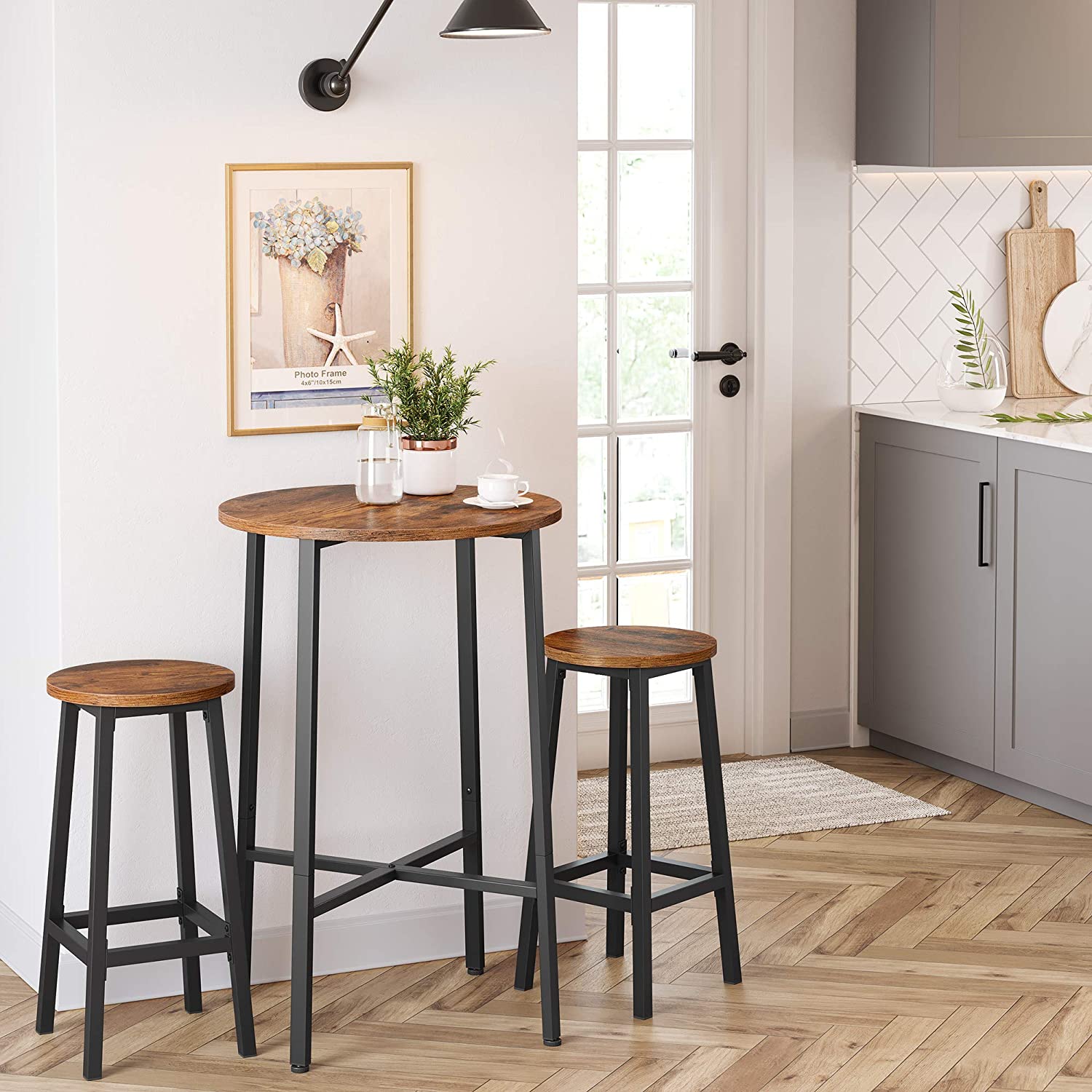 sgabelli da bar 2pz 32x65cm seduta rotonda legno marrone metallo megamix.sk