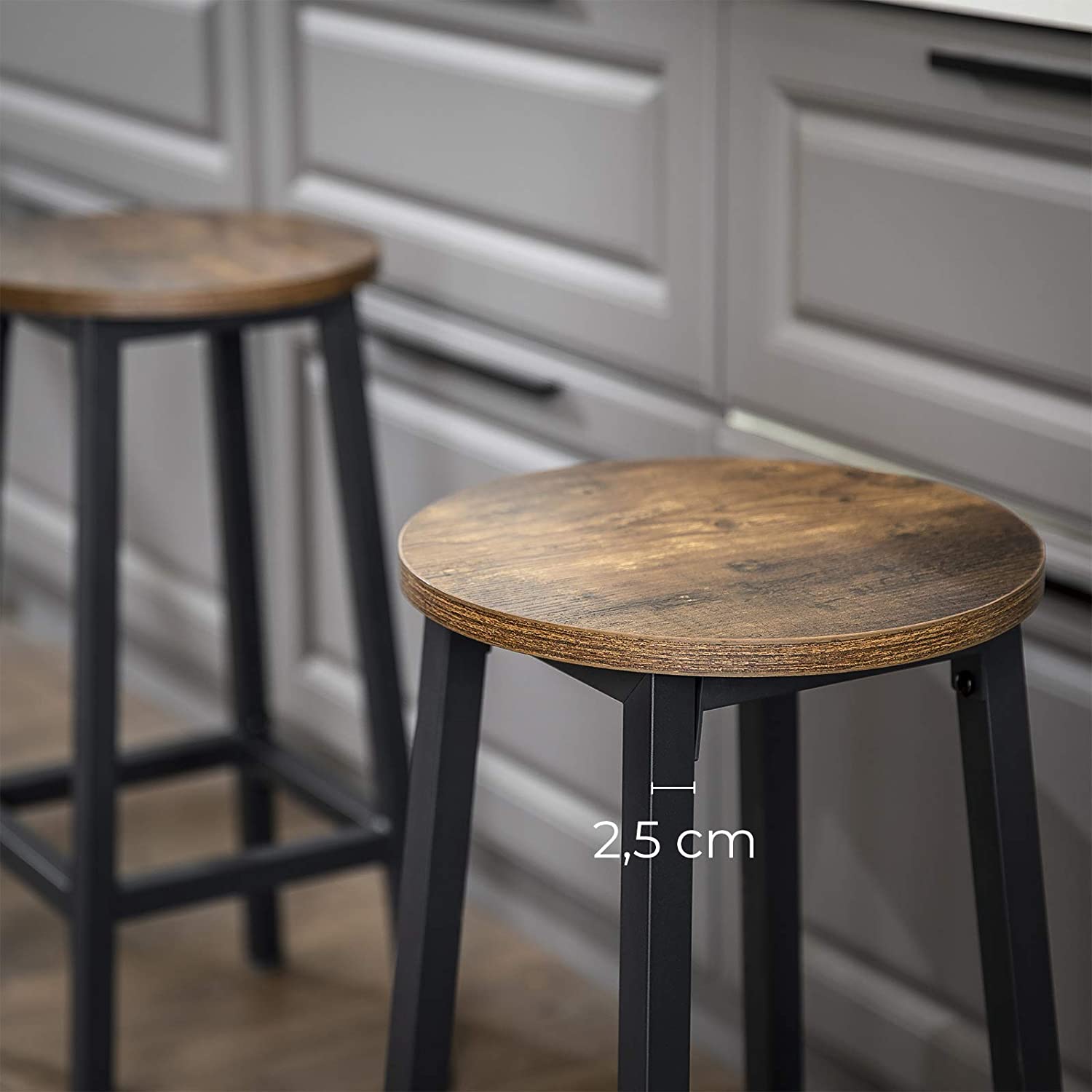 sgabelli da bar 2pz 32x65cm seduta rotonda legno marrone metallo megamix.sk