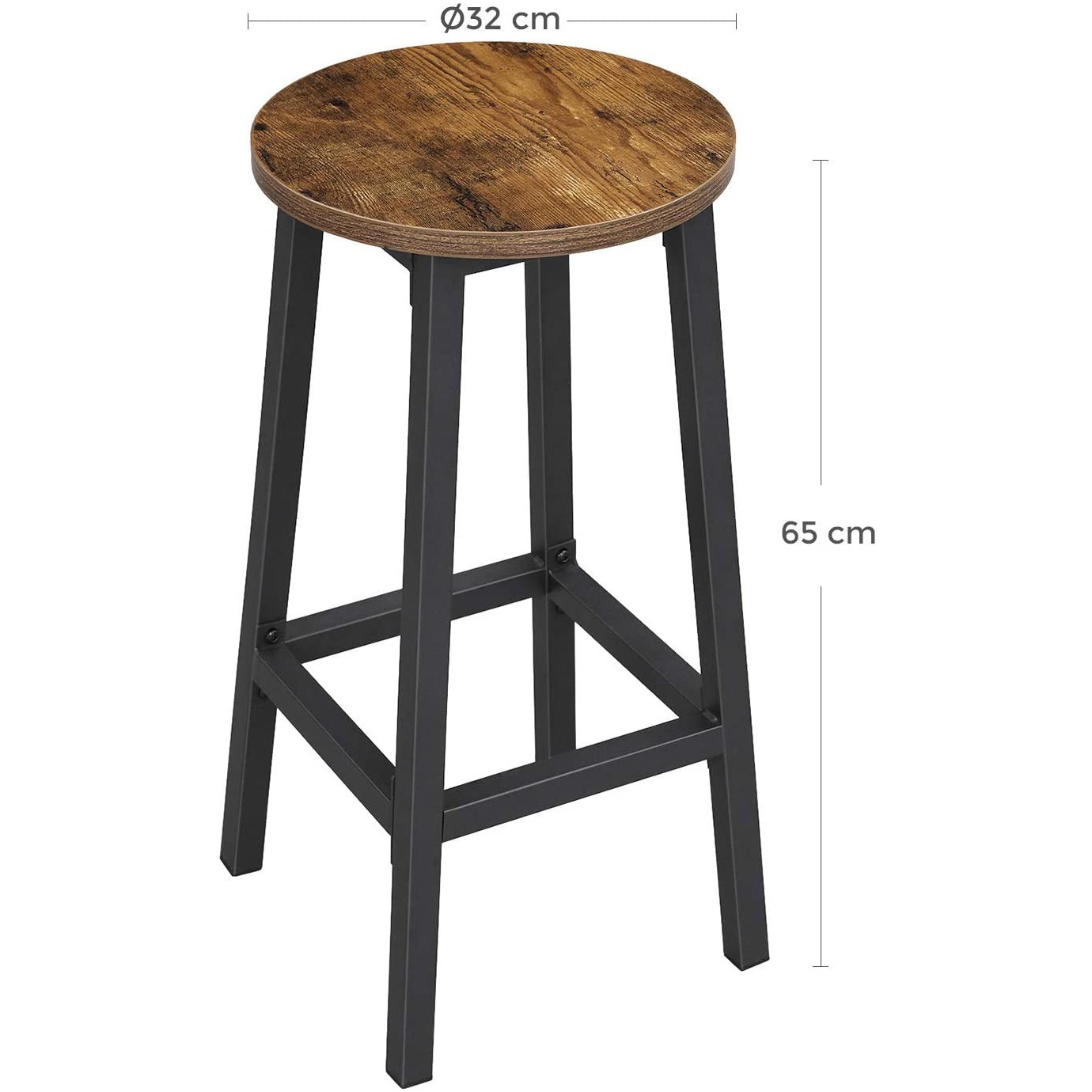 sgabelli da bar 2pz 32x65cm seduta rotonda legno marrone metallo megamix.sk