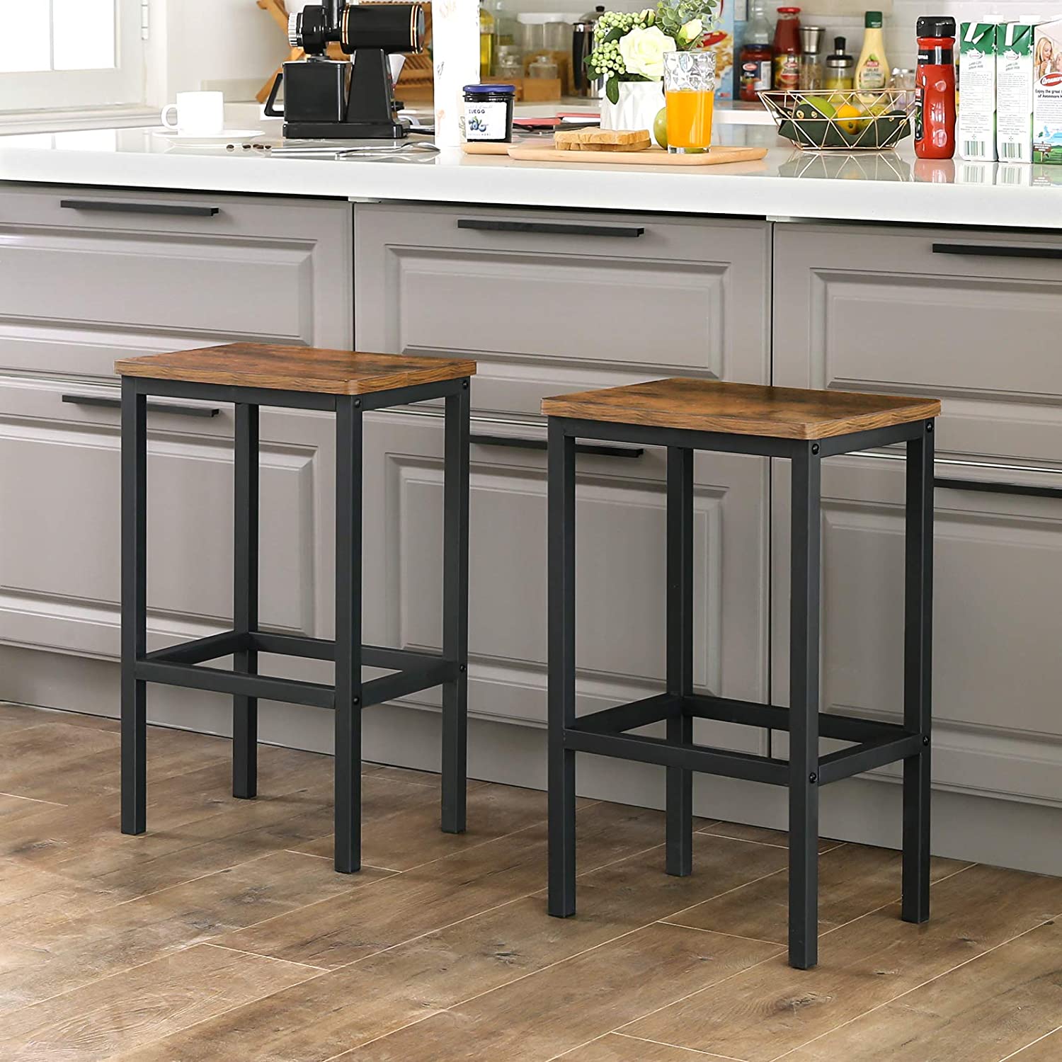sgabelli da bar 2pz 40x30x65cm legno marrone metallo megamix.sk
