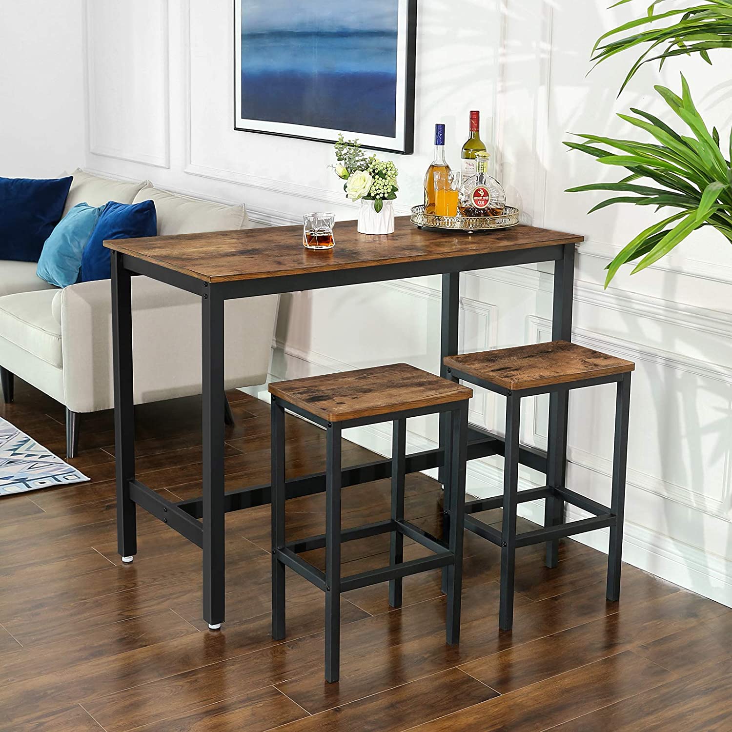 sgabelli da bar 2pz 40x30x65cm legno marrone metallo megamix.sk