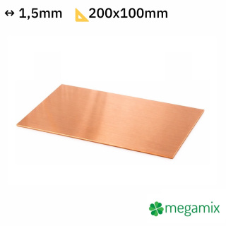 Lamina di rame spessore 1,5 mm dimensione 200x100 mm forma rame Cu