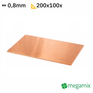Lamiera di rame 200x100x0,8 mm