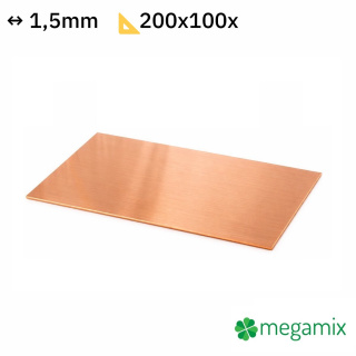 Lamiera di rame 200x100x1,5 mm