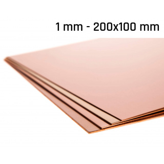 Lama di rame spessore 1,0 mm dimensioni 200x100 mm rame Cu forma