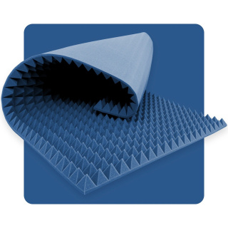 Pannello acustico schiuma Piramide 200×100 cm 7 cm blu