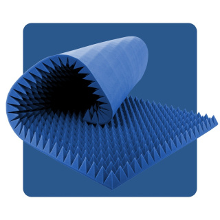 Pannello acustico schiuma Piramide 200×100 cm 6 cm blu