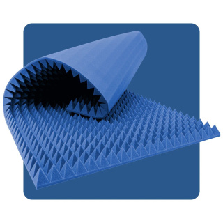 Pannello acustico in schiuma Piramide 200×100 cm 8 cm blu