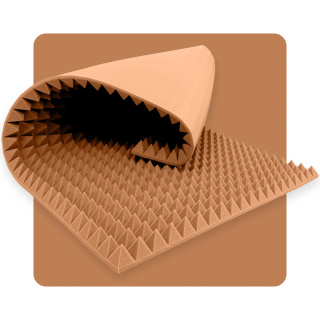 Pannello acustico in schiuma Piramide 200×100 cm 5 cm marrone