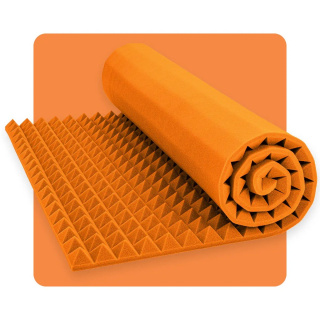 Pannello acustico in schiuma Piramide 200×100 cm 5 cm arancione