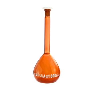 Bicchiere di misura in vetro arancione, 50 ml, classe A, giunto molato 12/21, con certificato – GLASSCO