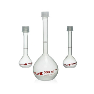 Beuta di misura da PMP con tappo in PP, classe B – 50 ml, DIN EN ISO 1042