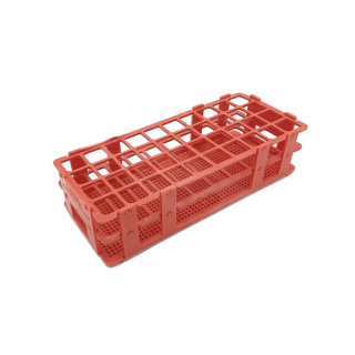 Porta provette pieghevole in PP, 40 posti (4×10), diametro 20 mm, rosso, 246×106×68 mm