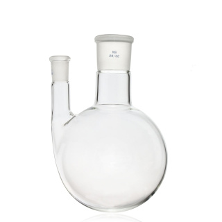 Doppia bocca con fondo rotondo, bocche dritte, 250 ml, innesti 29/32 e 14/23 vetro borosilicato (BORO 3.3)