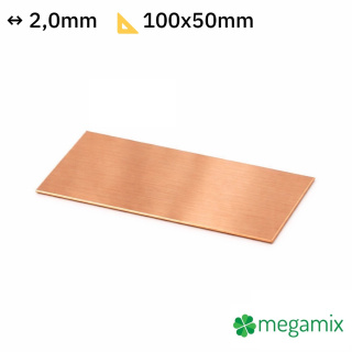 Lamiera di rame 100x50x2,0 mm