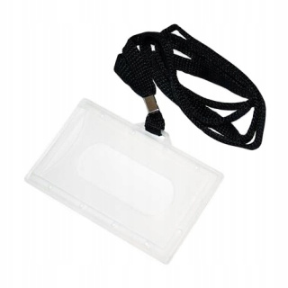 Custodia per carte di plastica, biglietti da visita, targhette con cordino 9x6cm