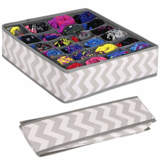 Organizzatore di lino per cassetto con 24 scomparti di colore grigio