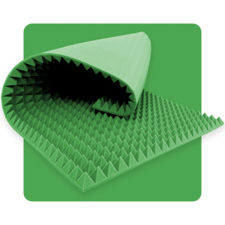 Pannello acustico in schiuma Piramide 200×100 cm 6 cm verde scuro
