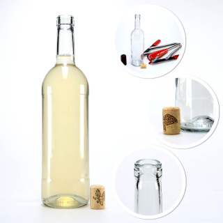 Bottiglia di vetro per vino 750ml 31cm bianca