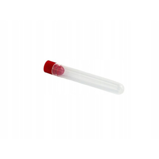 Skúmavka PP 12x75mm s červeným uzáverom 50ks