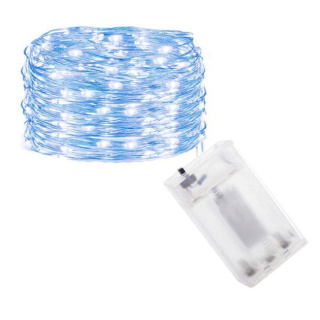 Filo luminoso 100 pezzi LED colore blu 10m a batteria AA