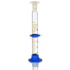 Cilindro graduato in vetro con tappo in sughero PP e base PP, 25 ml, classe A, scala marrone, giuntura smerigliata 14/23, con certificato – GLASSCO