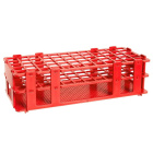 Stojan na skúmavky 21 miest priemer 30 mm (3x7) - autoklávovateľný PP stojan, červený