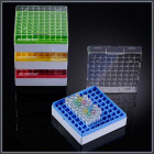 Krabička PC na skúmavky 81 miest 133x133x53 mm, zelená – box na Eppendorf a kryoskúmavky do hlbokého mrazenia