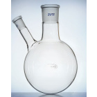 Doppio collo con fondo rotondo e collo laterale inclinato, 50 ml, sfaccettature 29/32 e 14/23, GLASSCO, vetro borosilicato (BORO 3.3)
