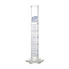 Cilindro graduato in vetro, 50 ml, classe B, scala blu, base esagonale in vetro