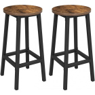 2 sgabelli da bar 32x65cm sedile rotondo legno marrone metallo