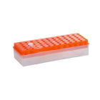 Porta provette Eppendorf a doppia faccia con coperchio, 60 posti, 0,5–2,0 ml, arancione – PP