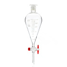 Imbuto separatore conico Squibb con gradazione, 2000 ml, smeriglio 29/32, rubinetto in PTFE, vetro borosilicato (BORO 3.3)