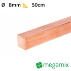 Barra quadra piena in rame 08x08mm 50cm