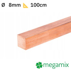 Barra quadra piena in rame 08x08mm 100cm