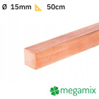 Barra quadra piena in rame 15x15mm 50cm