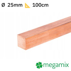 Barra quadra piena in rame 25x25mm 100cm