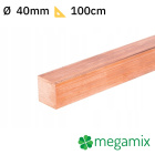 Barra quadra piena in rame 40x40mm 100cm