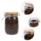 Contenitore di vetro barattolo 1000ml 16cm con coperchio di tenuta in legno