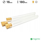 Provetta di vetro con tappo in sughero 180mm diametro 16mm 10 pezzi