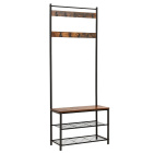 Appendiabiti con sedile 70x32x175cm legno, metallo marrone