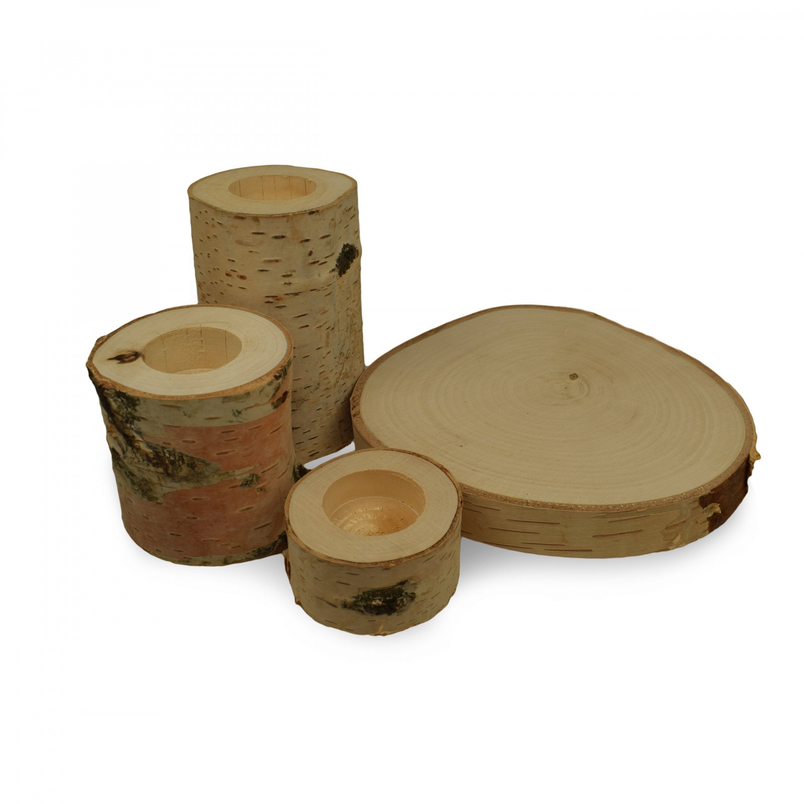 Portacandele in legno di betulla per tavolo 3 pz e piatto megamix.sk