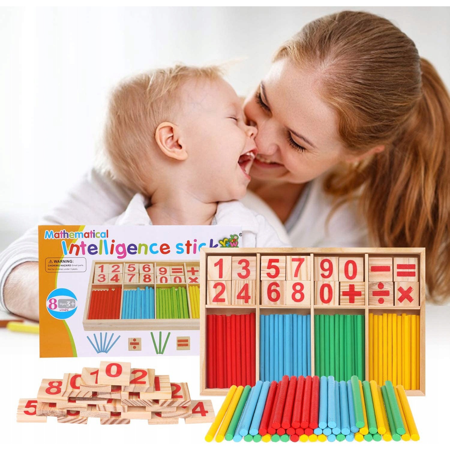 Numeri in legno, bastoncini per l'apprendimento della matematica per bambini 23x15x1,7cm megamix.sk