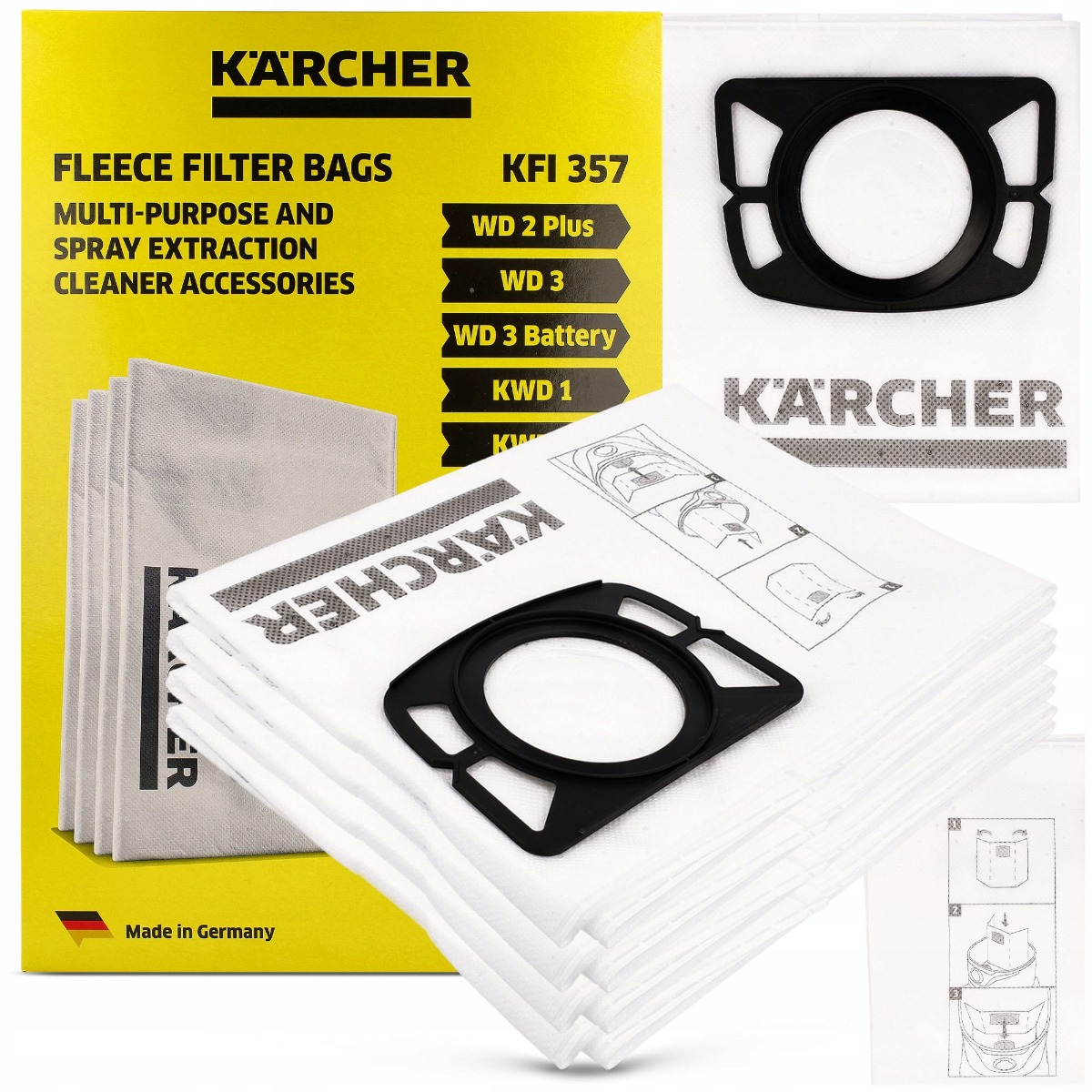 Sacchetti filtranti in tessuto non tessuto Kärcher per aspirapolvere WD2 / WD3 4 pezzi megamix.sk