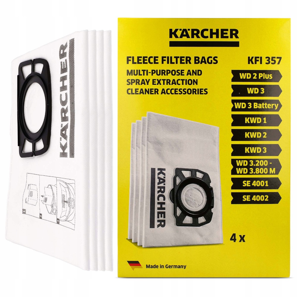 Sacchetti filtranti in tessuto non tessuto Kärcher per aspirapolvere WD2 / WD3 4 pezzi megamix.sk