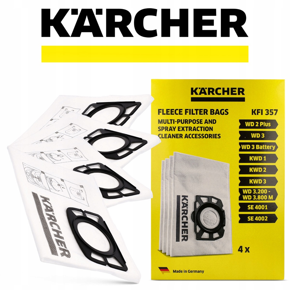 Sacchetti filtranti in tessuto non tessuto Kärcher per aspirapolvere WD2 / WD3 4 pezzi megamix.sk