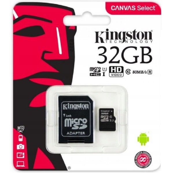 Scheda MicroSD KINGSTON 32GB micro CLASSE 10 + adattatore SD megamix.sk