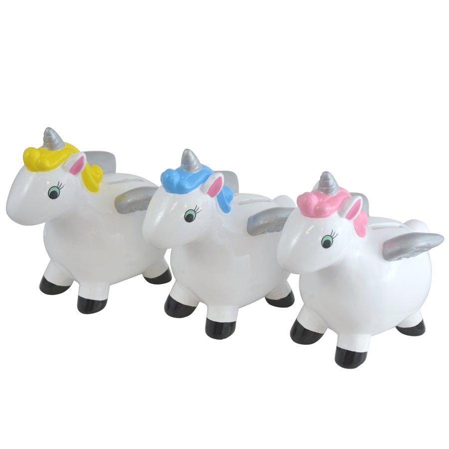 Salvadanaio in ceramica Unicorn vari colori
