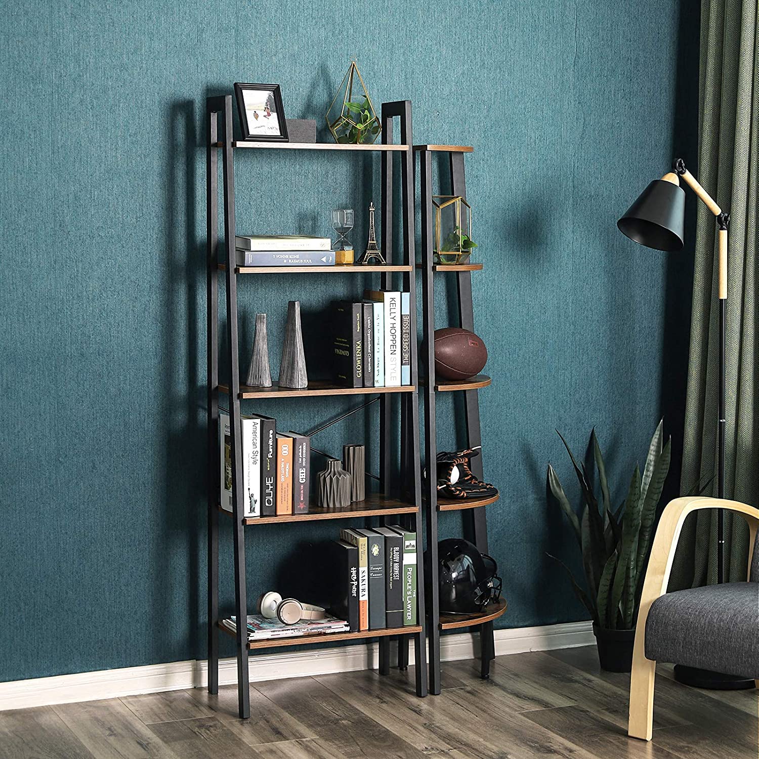 scaffale per libri 56x34x172cm rustico marrone legno metallo megamix.sk