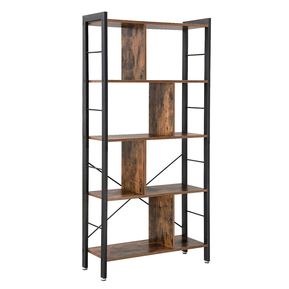 scaffale per libri 74x30x154cm rustico marrone legno metallo megamix.sk